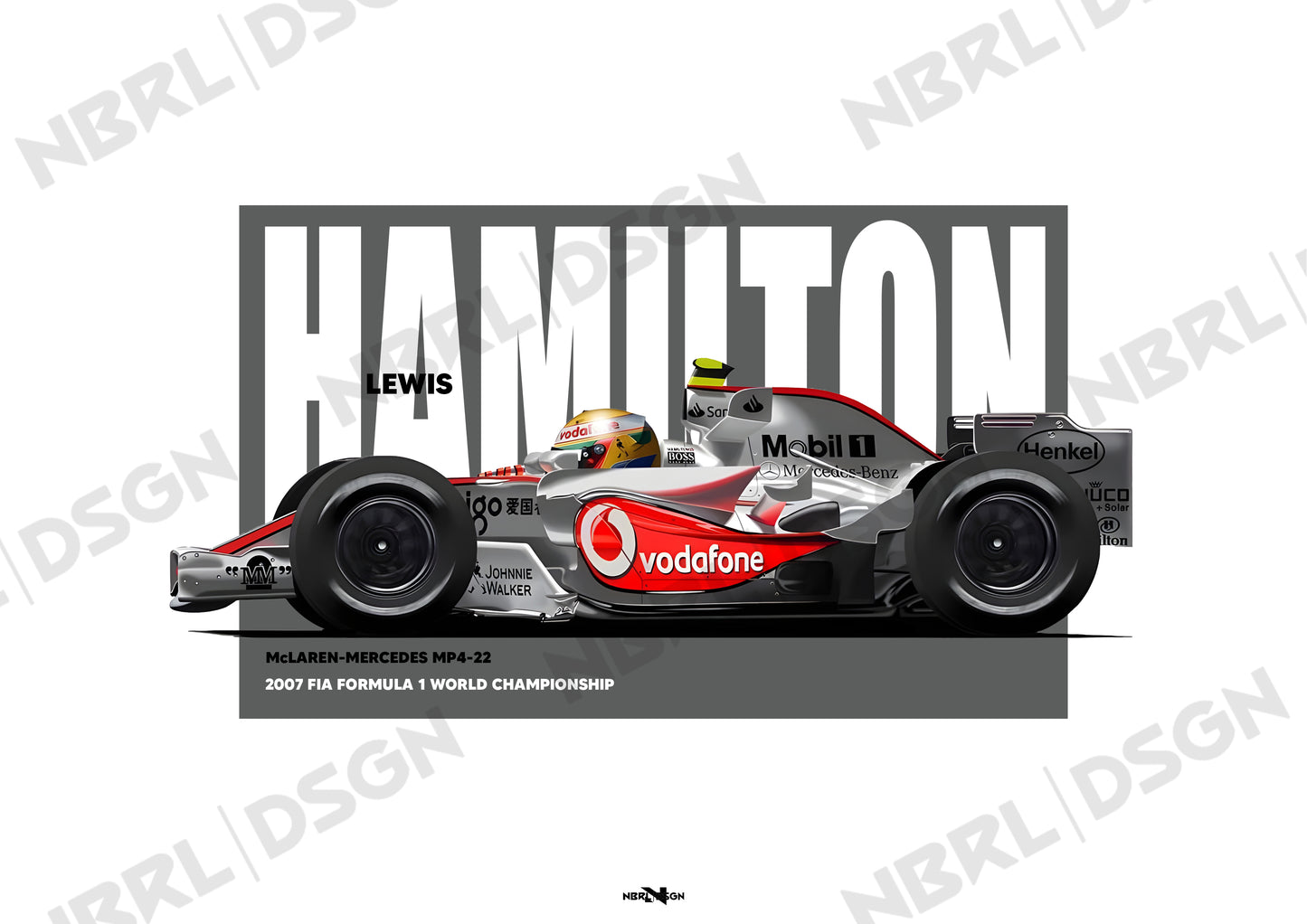 2007 Lewis Hamilton McLaren MP4-22 - Wall Art Poster