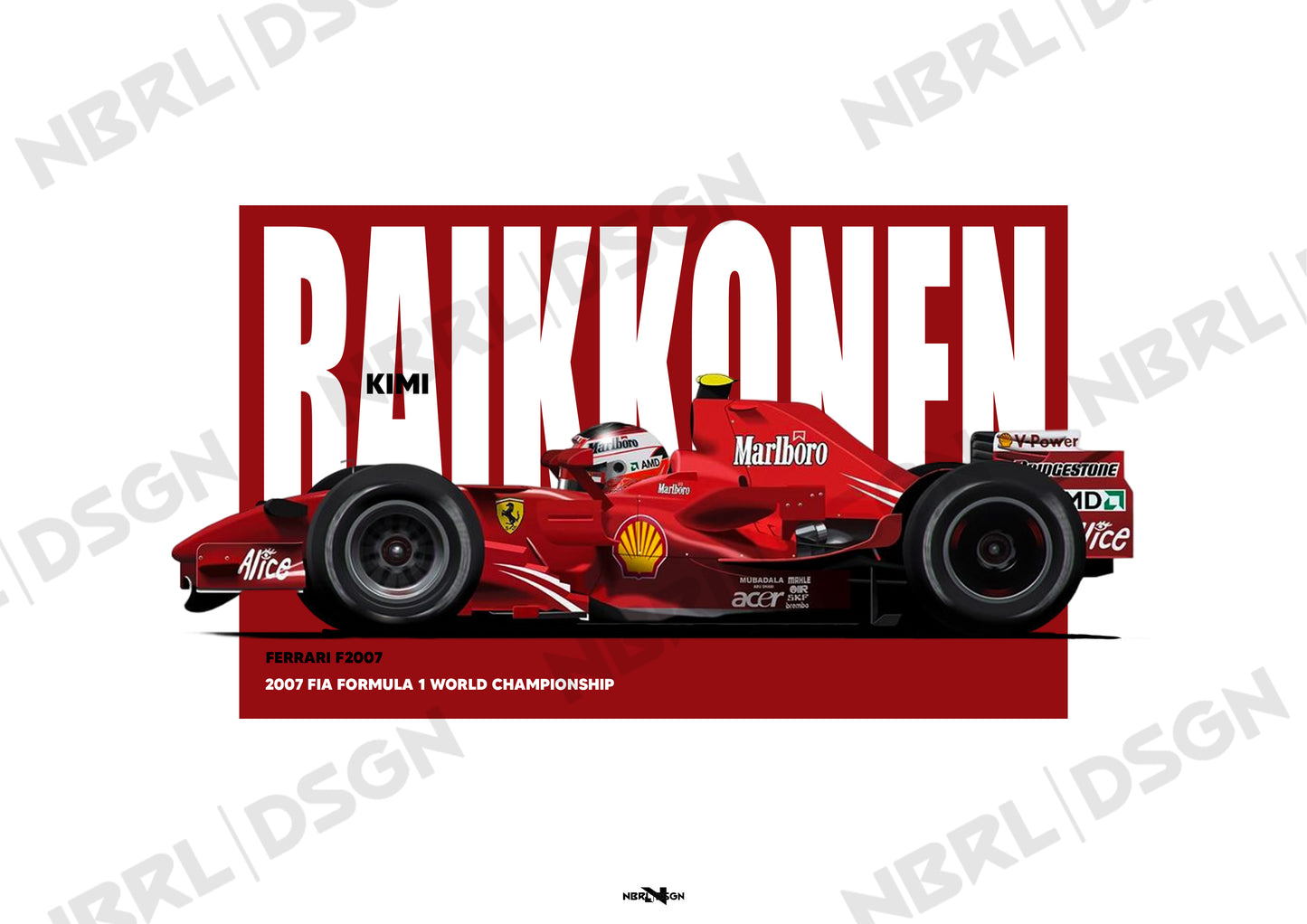 2007 Kimi Raikkonen Ferrari F2007 - Wall Art Poster
