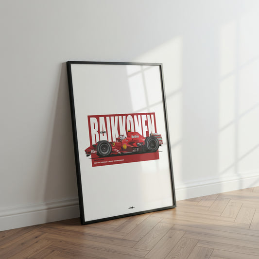 2007 Kimi Raikkonen Ferrari F2007 - Wall Art Poster