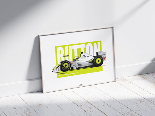 2009 Jenson Button Brawn GP BGP001 – Wall Art Poster