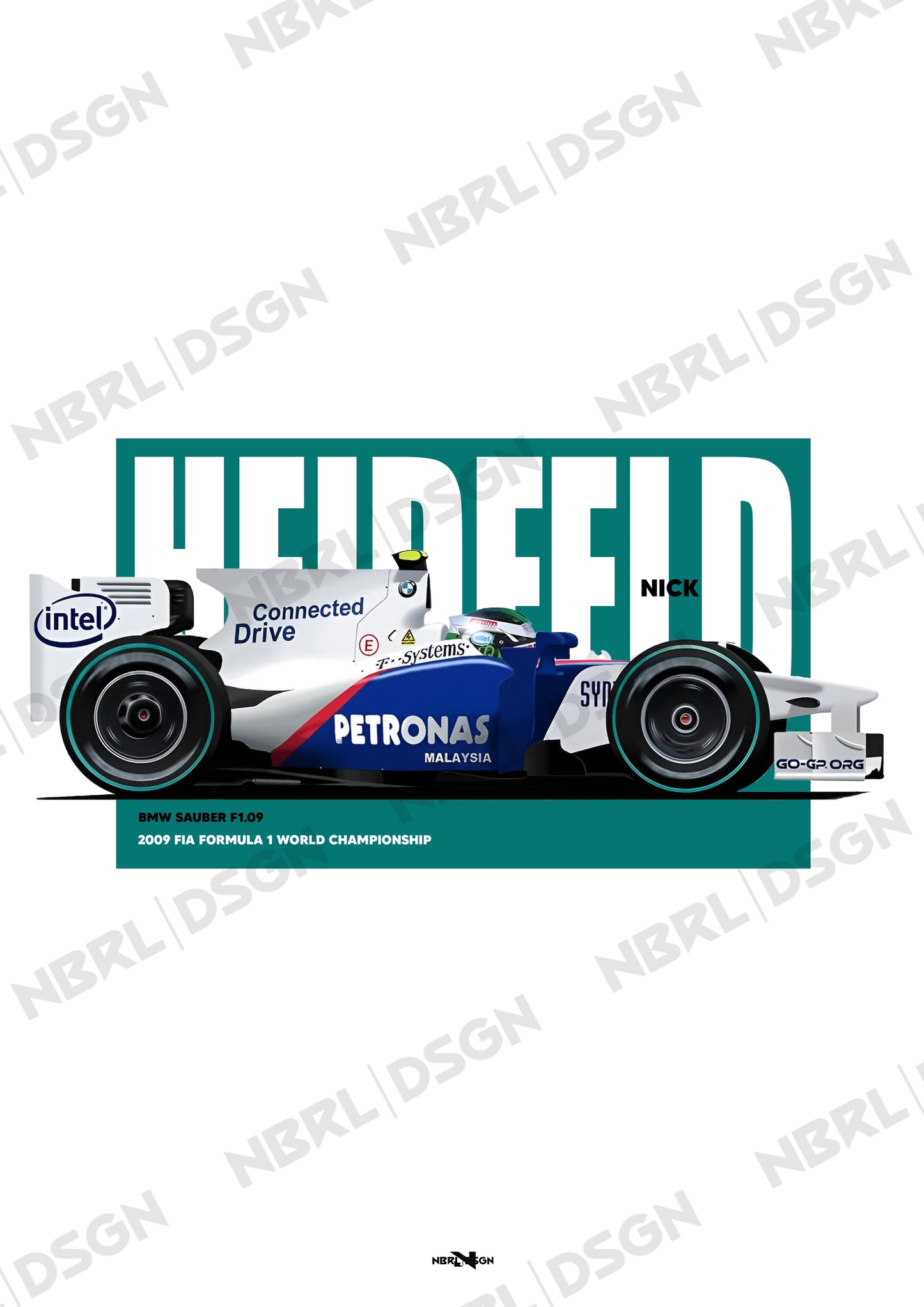 2009 Nick Heidfeld BMW Sauber F1.09 - Wall Art Poster