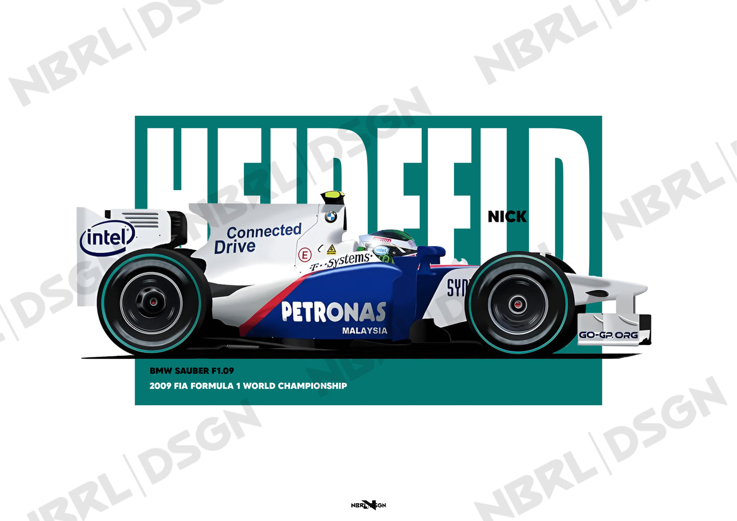 2009 Nick Heidfeld BMW Sauber F1.09 - Wall Art Poster