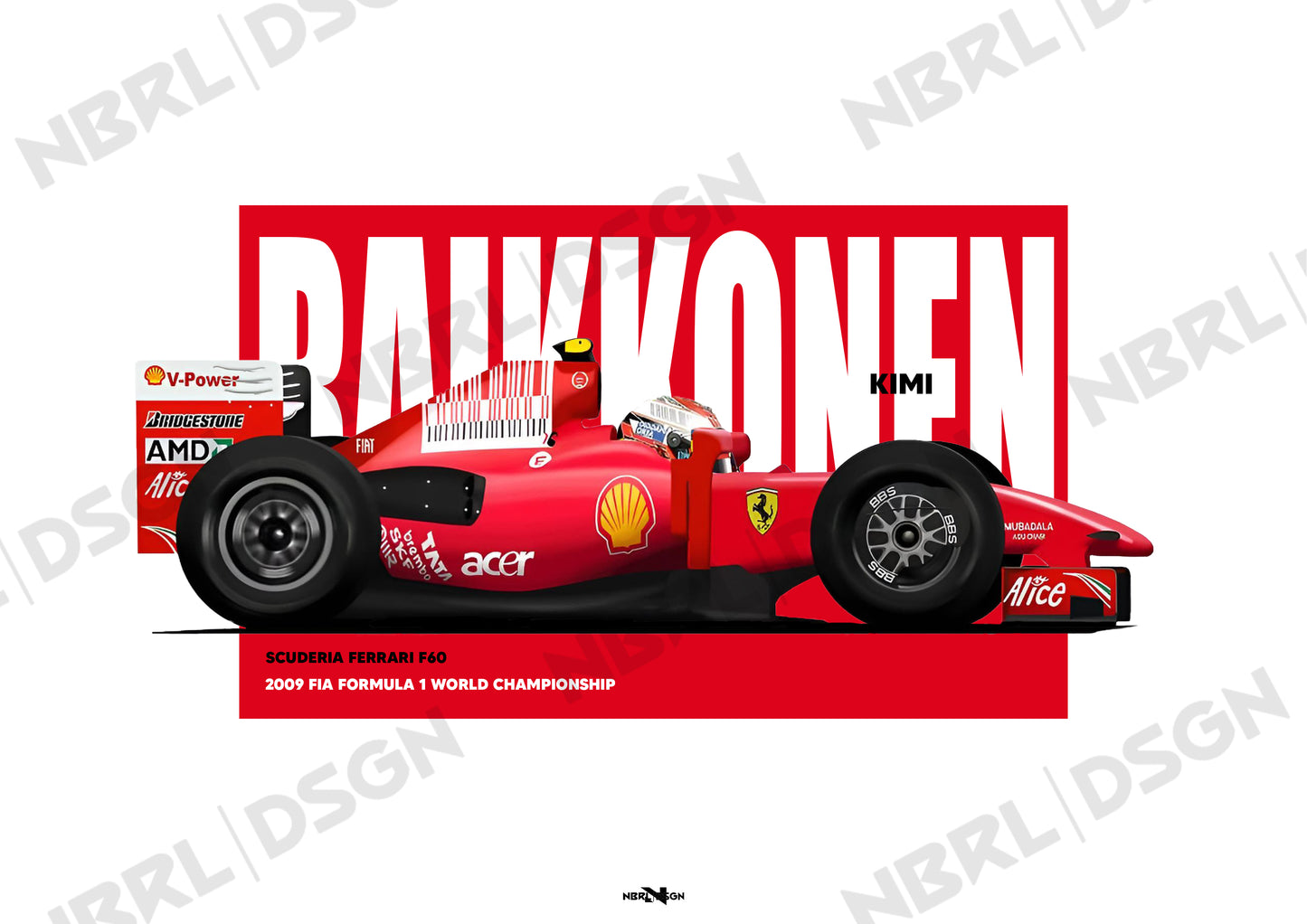 2009 Kimi Raikkonen Ferrari F60 - Wall Art Poster