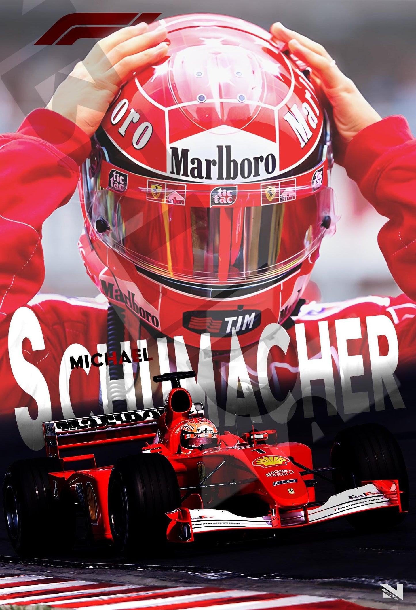Michael Schumacher Ferrari F2001 Poster – Iconic Formula 1 Racing Wall Art