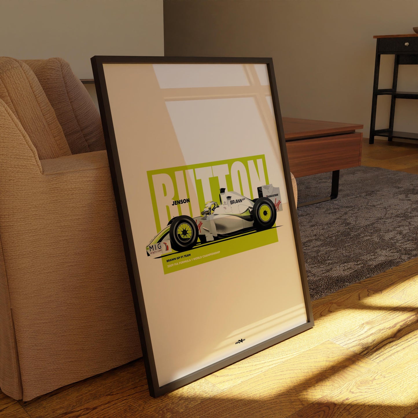 2009 Jenson Button Brawn GP BGP001 – Wall Art Poster