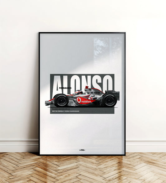 2007 Fernando Alonso McLaren MP4-22 - Wall Art Poster