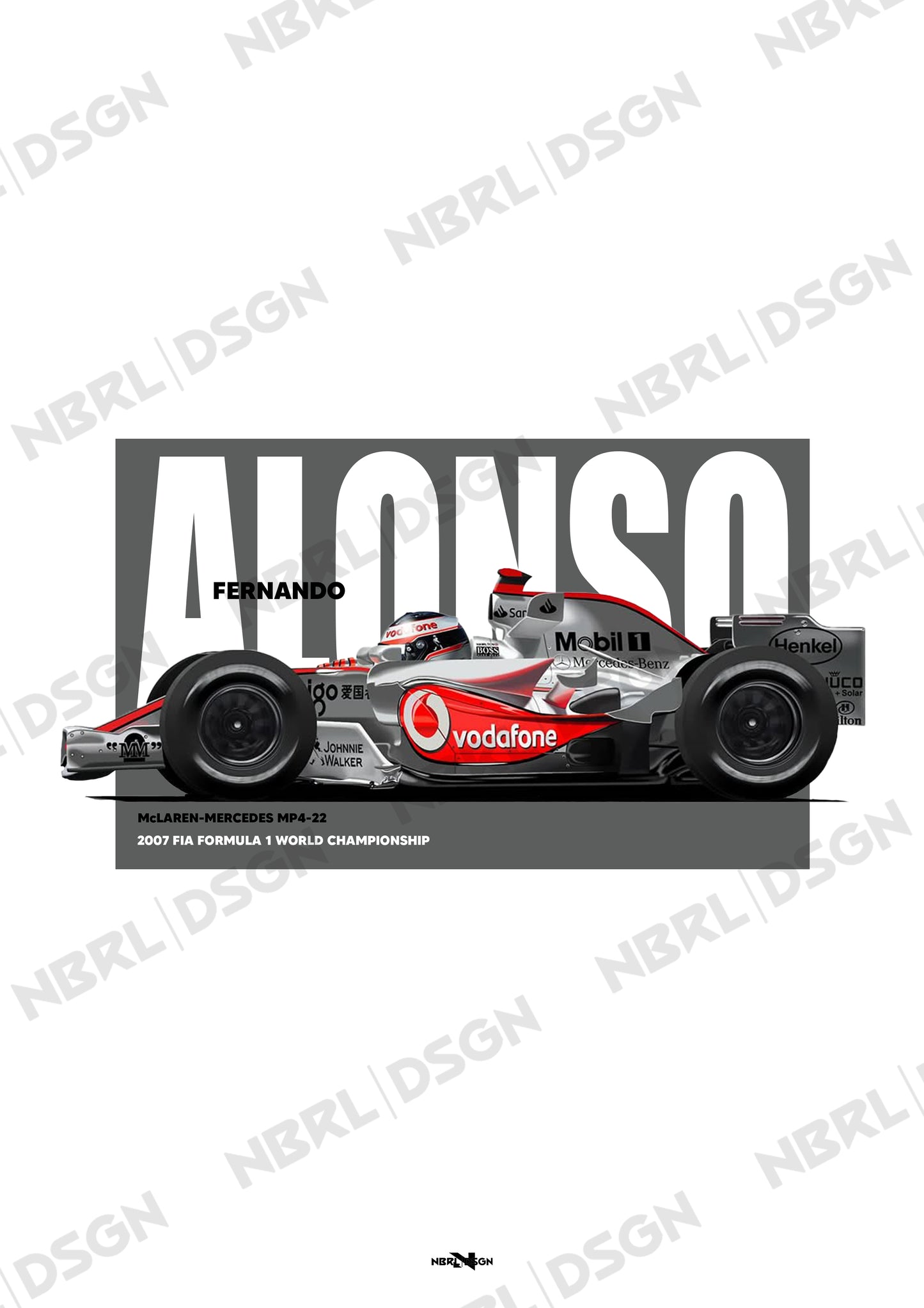 2007 Fernando Alonso McLaren MP4-22 - Wall Art Poster