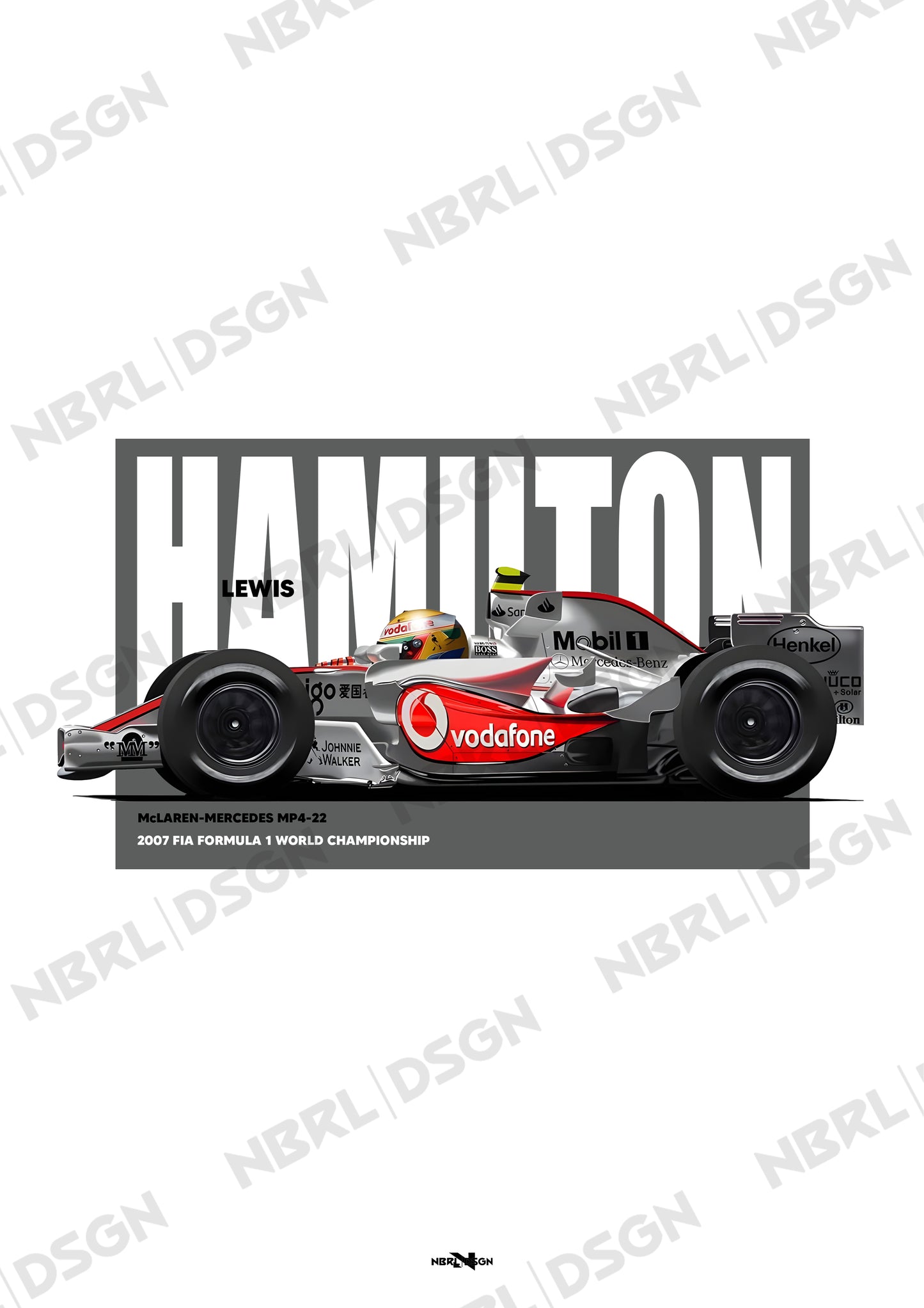 2007 Lewis Hamilton Mclaren MP4-22 - Wall Art Poster