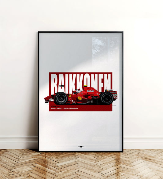2007 Kimi Raikkonen Ferrari F2007 - Wall Art Poster