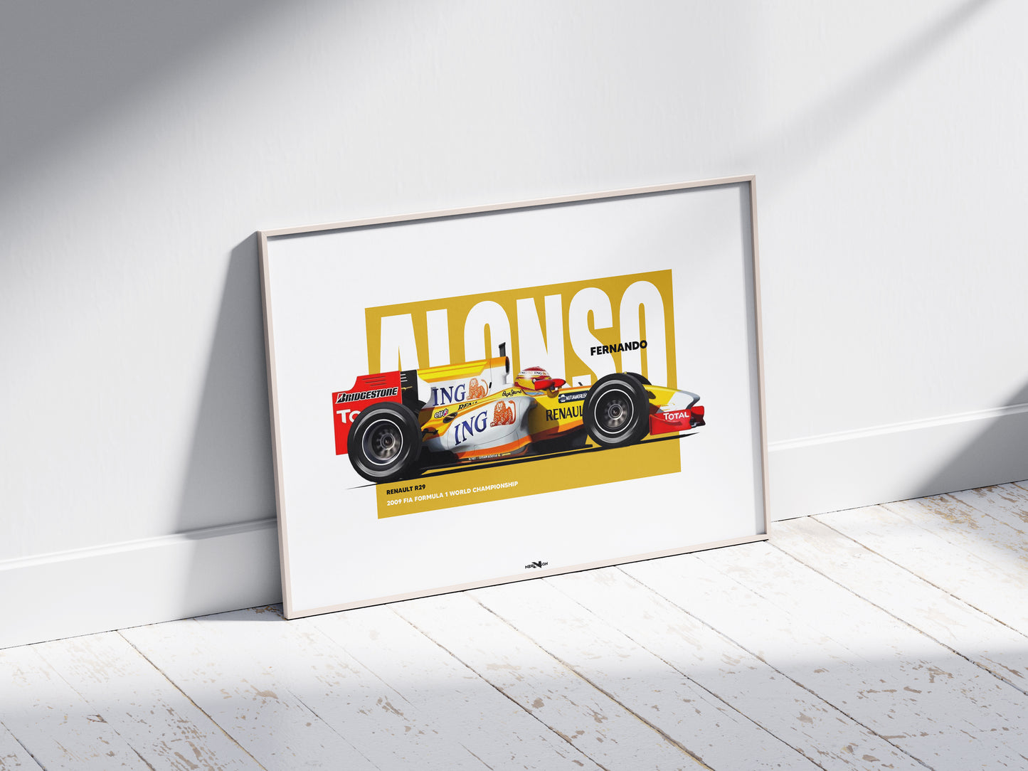 2009 Fernando Alonso Renault R29 – Wall Art Poster