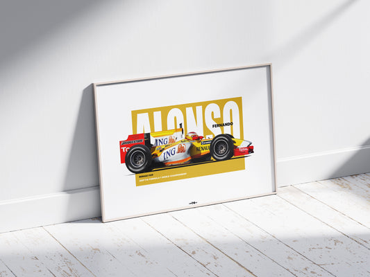2009 Fernando Alonso Renault R29 – Wall Art Poster