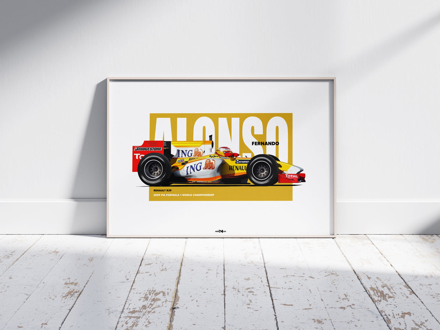 2009 Fernando Alonso Renault R29 – Wall Art Poster