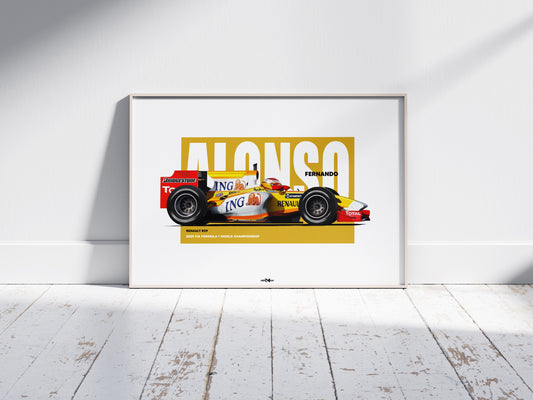 2009 Fernando Alonso Renault R29 – Wall Art Poster