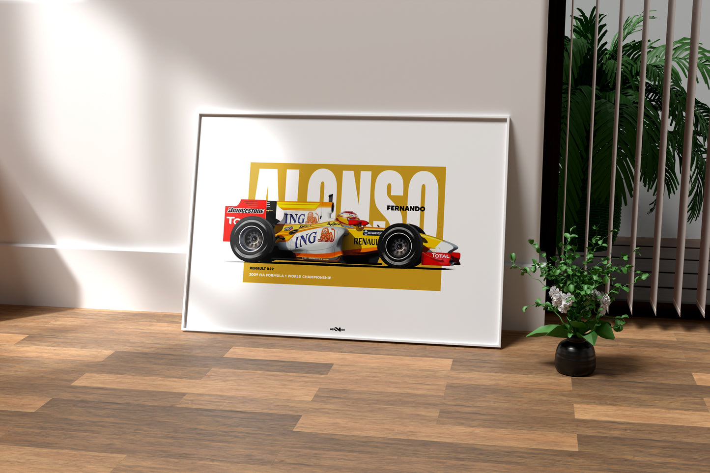 2009 Fernando Alonso Renault R29 – Wall Art Poster
