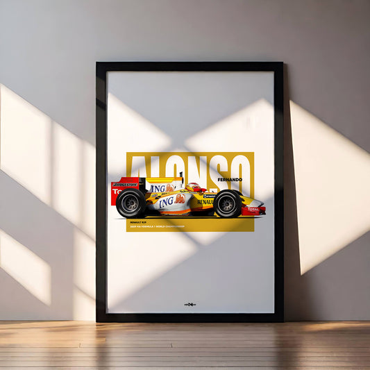 2009 Fernando Alonso Renault R29 – Wall Art Poster