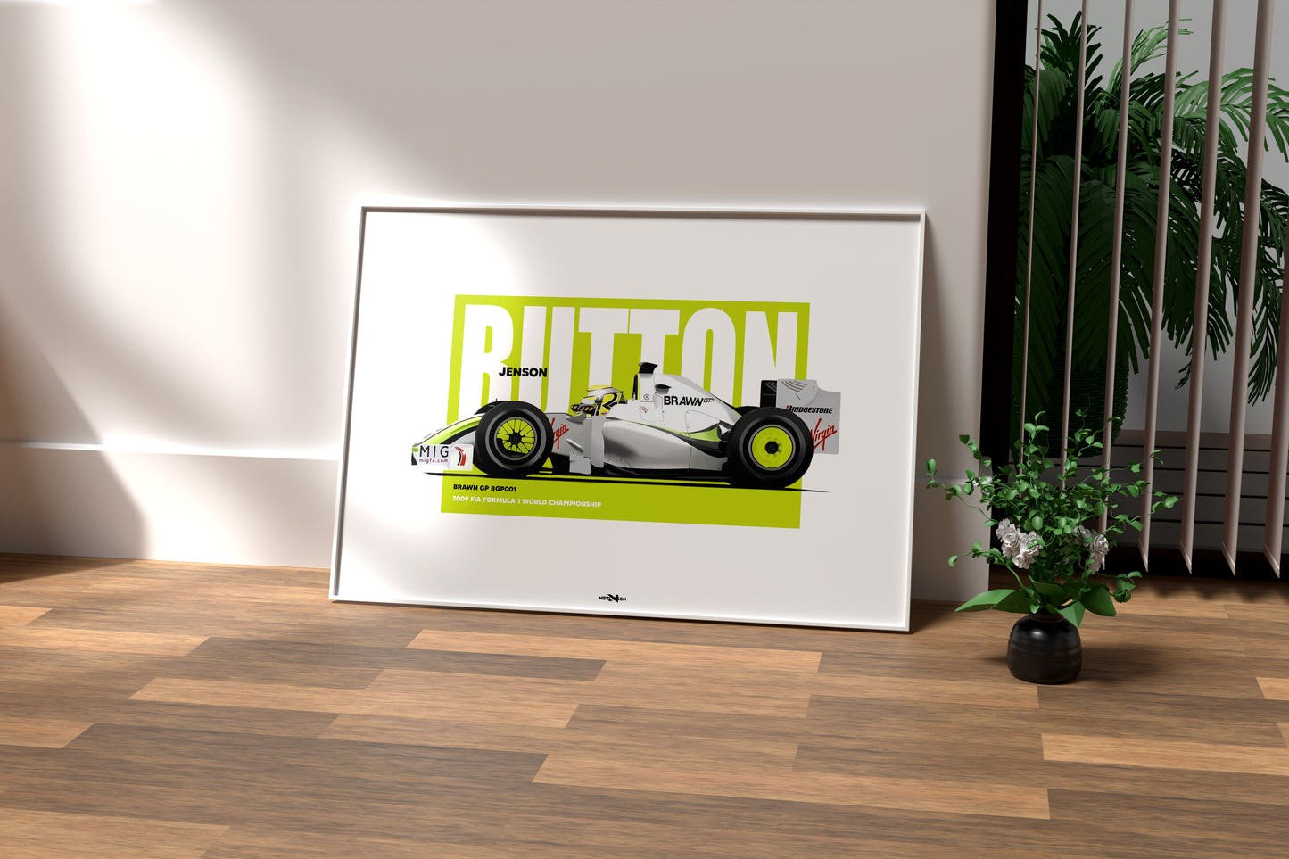 2009 Jenson Button Brawn GP BGP001 – Wall Art Poster