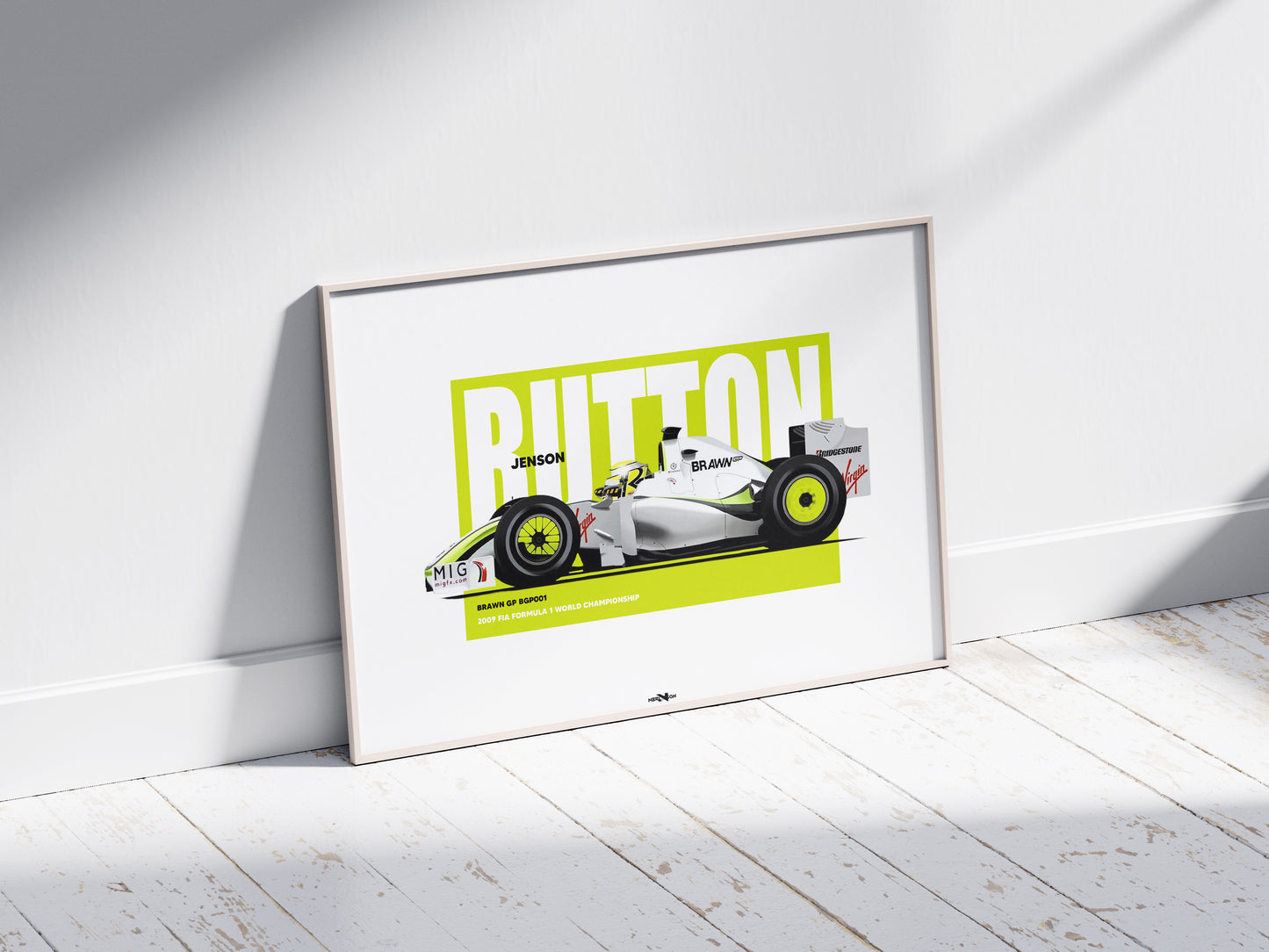 2009 Jenson Button Brawn GP BGP001 – Wall Art Poster