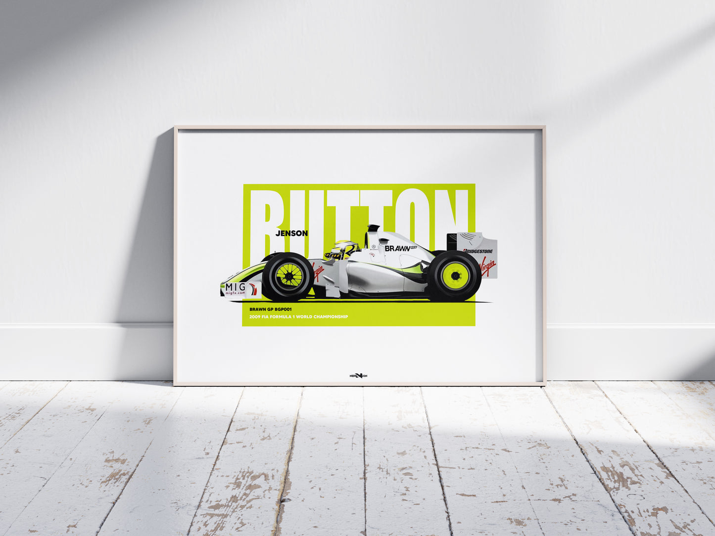 2009 Jenson Button Brawn GP BGP001 – Wall Art Poster