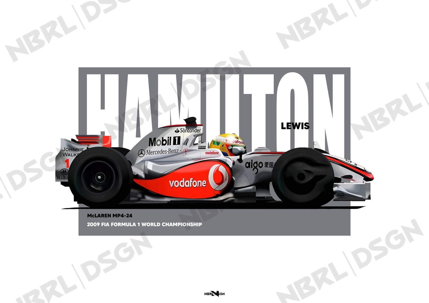 2009 Lewis Hamilton McLaren MP4-24 – Wall Art Poster