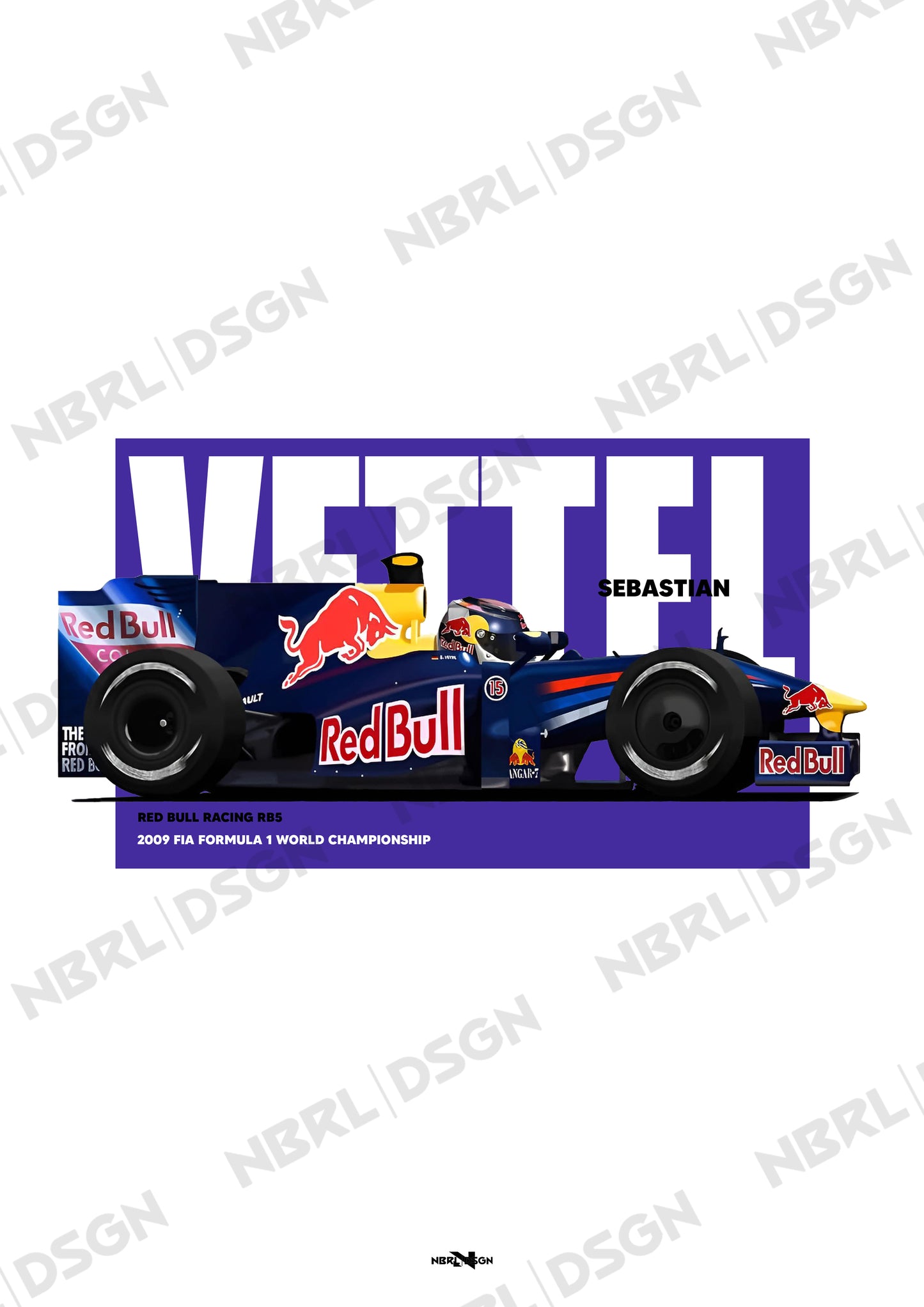 2009 Sebastian Vettel Red Bull Racing RB5 - Wall Art Poster