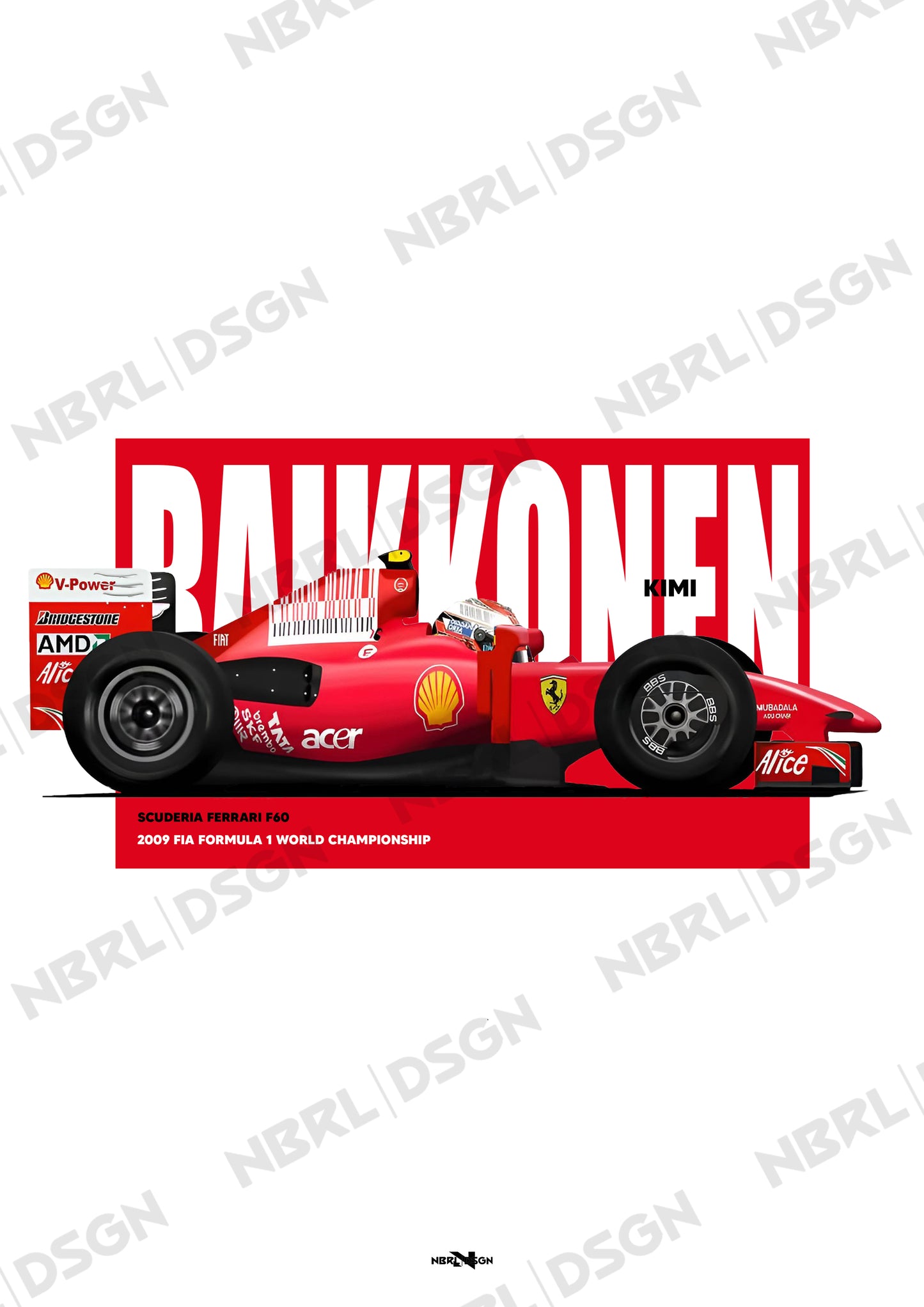 2009 Kimi Raikkonen Ferrari F60 - Wall Art Poster