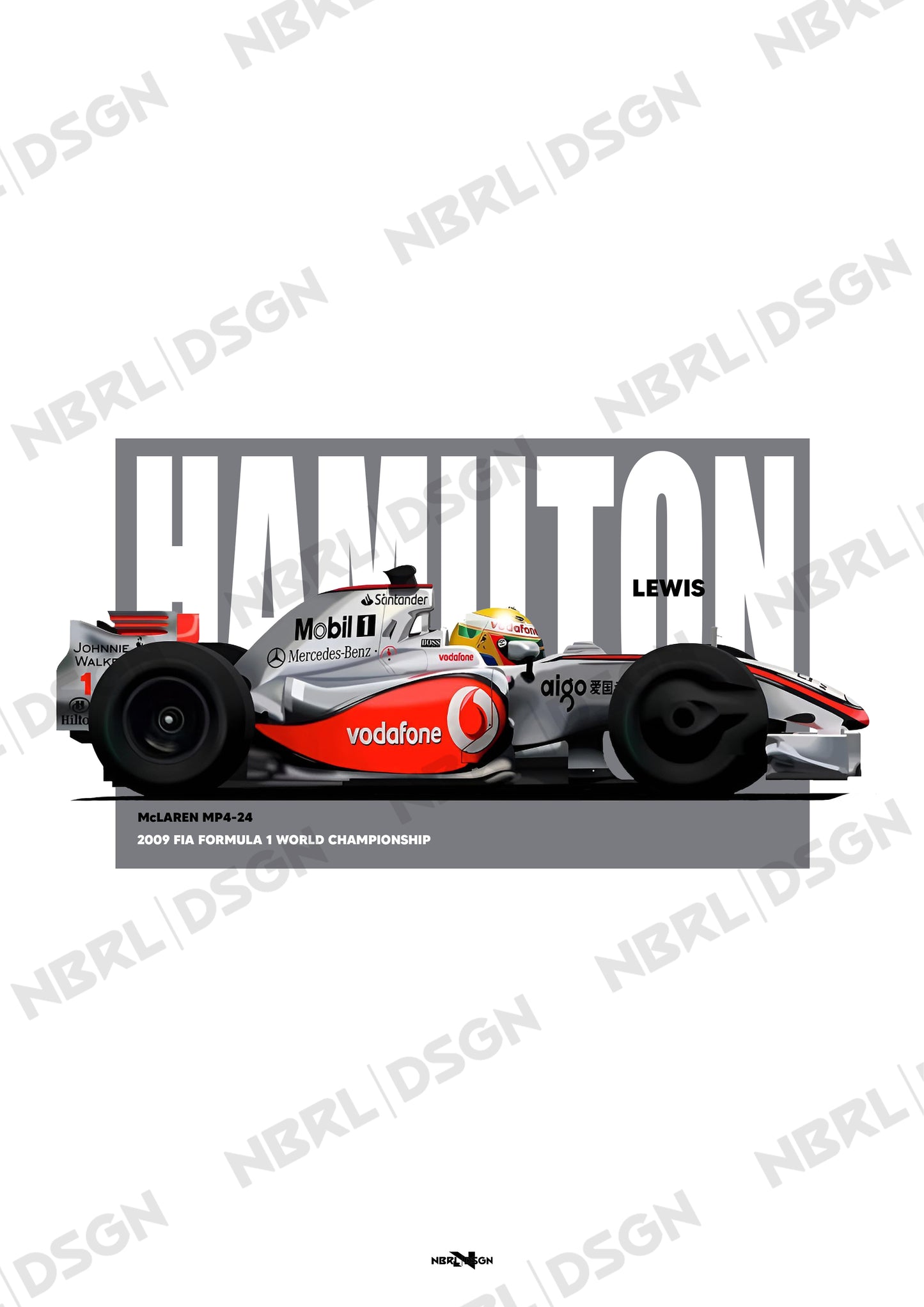 2009 Lewis Hamilton McLaren MP4-24 – Wall Art Poster