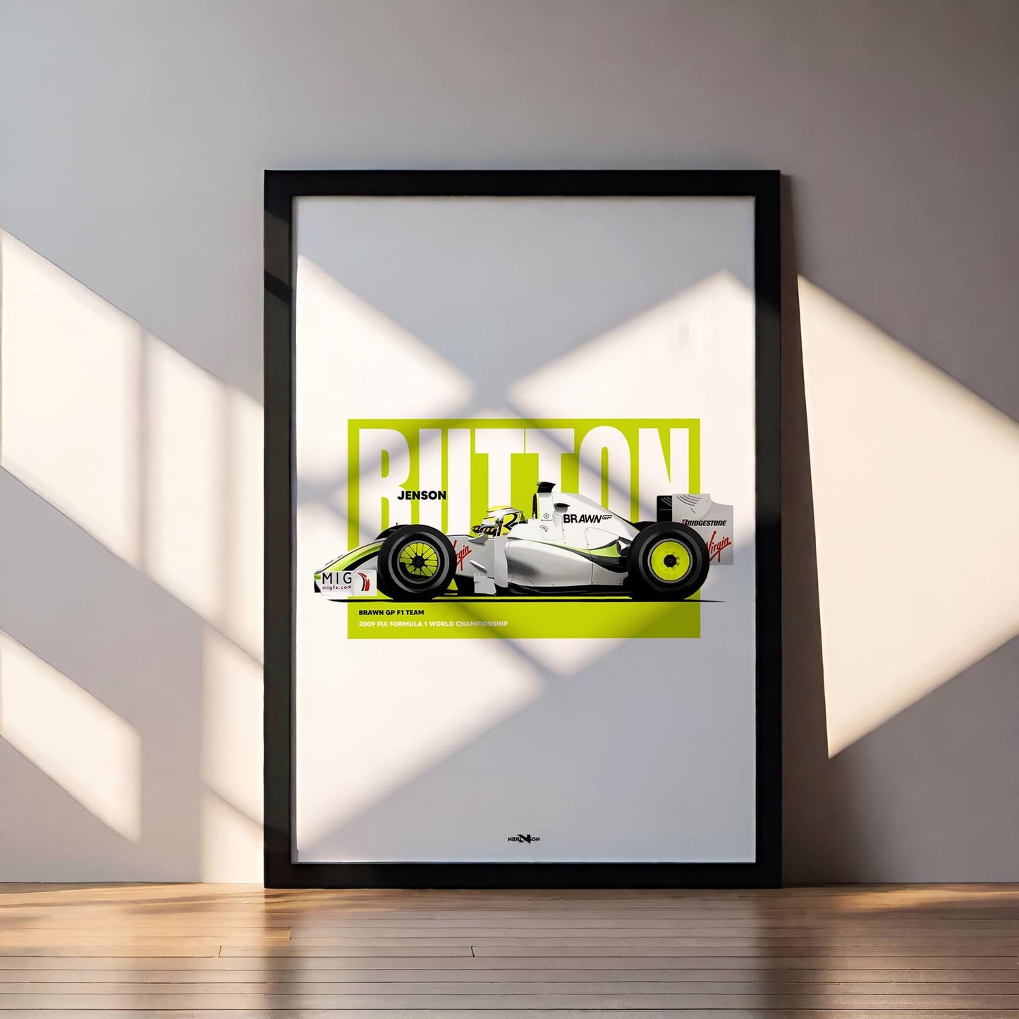 2009 Jenson Button Brawn GP BGP001 – Wall Art Poster