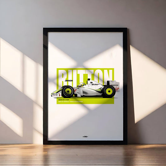 2009 Jenson Button Brawn GP BGP001 – Wall Art Poster